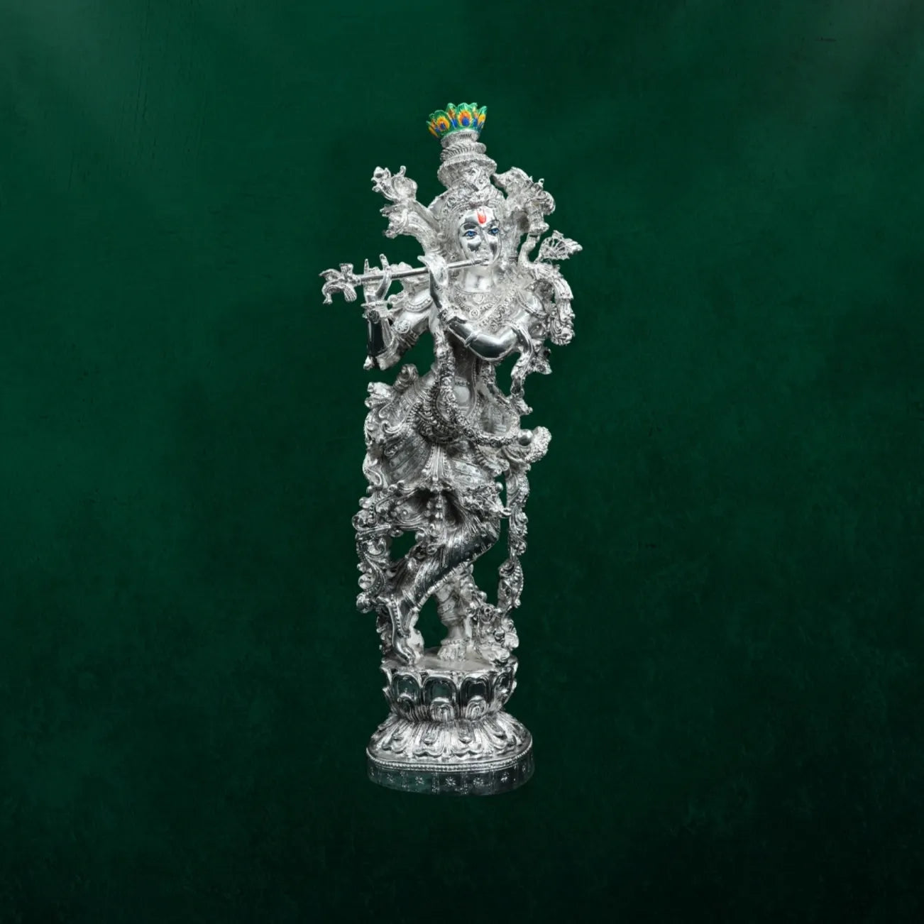 Lord Krishna 999 Silver Plated Decorative Idol