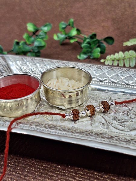 Rudraksh Motif Red Dhaaga Rakhi