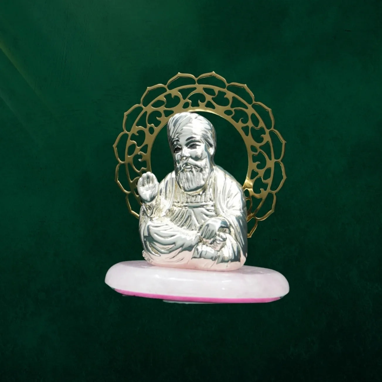 Divine Guru Nanak 999 Silver Plated Blessings Artifact
