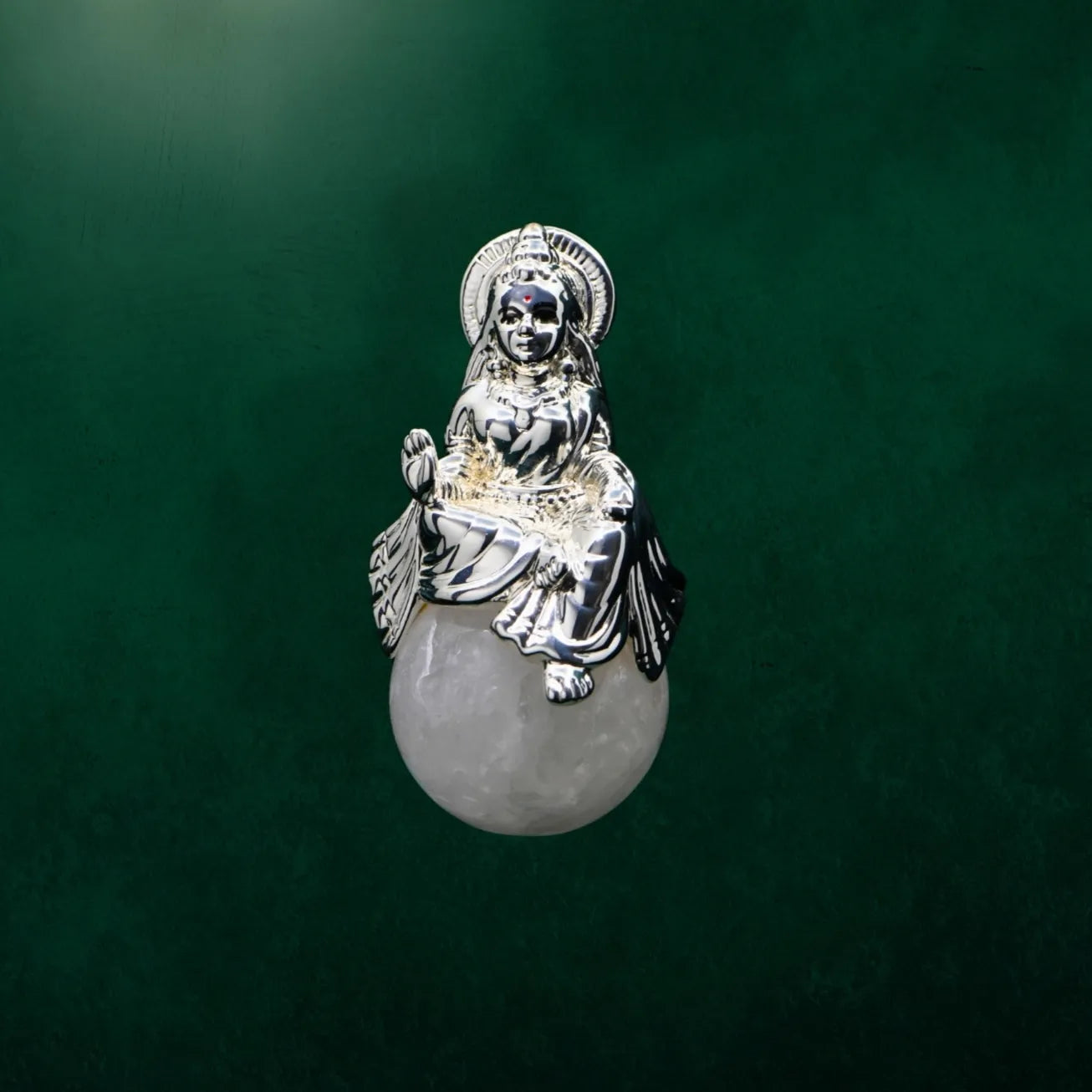 Shubh Lakshmi 999 Silver Plated Crystal Sphere Idol