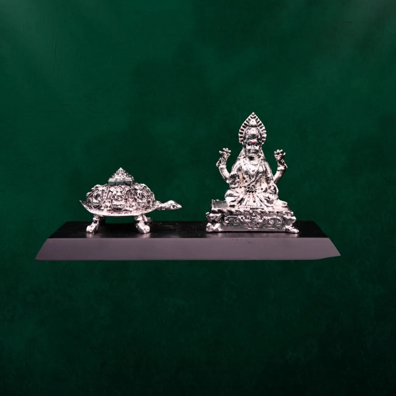Shree Lakshmi & Kuber Tortoise 999 Silver Plated Prosperity Set