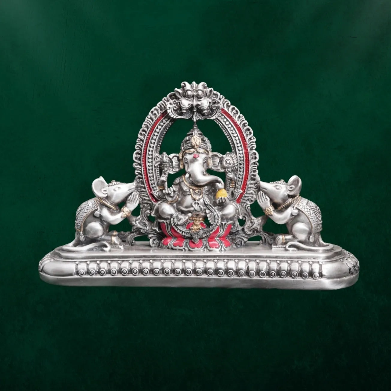 Royal Ganesha Blessings Silver Plated Décor