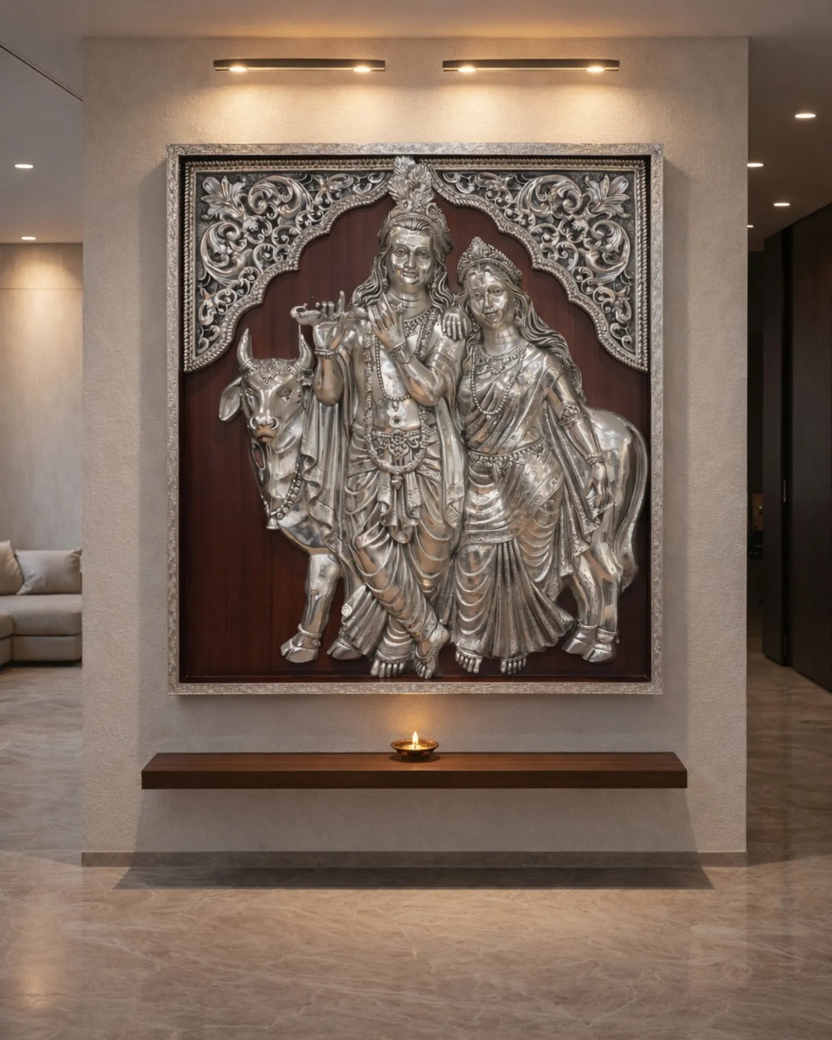 Radha Krishna 999 Silver Plated Wall Frame