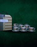 Premium Ceramic Tea Cup Set with Silver-Plated Accents – Set of 6