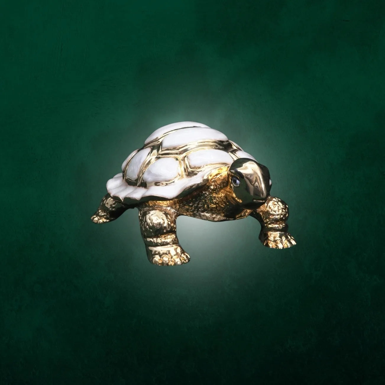 Luxury Gold & White Tortoise Figurine Showpiece