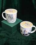 Elegant Ceramic Mug Set with Artistic Lid Design