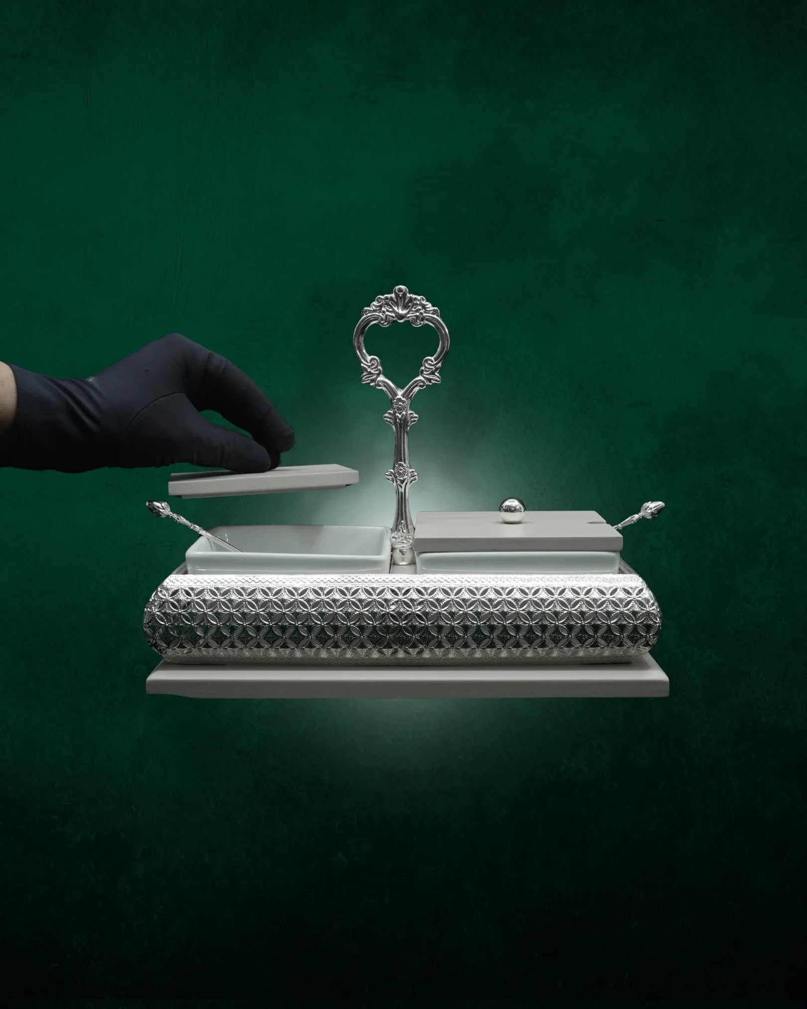 Luxury Dual Snack Serving Box with Lid & Tray