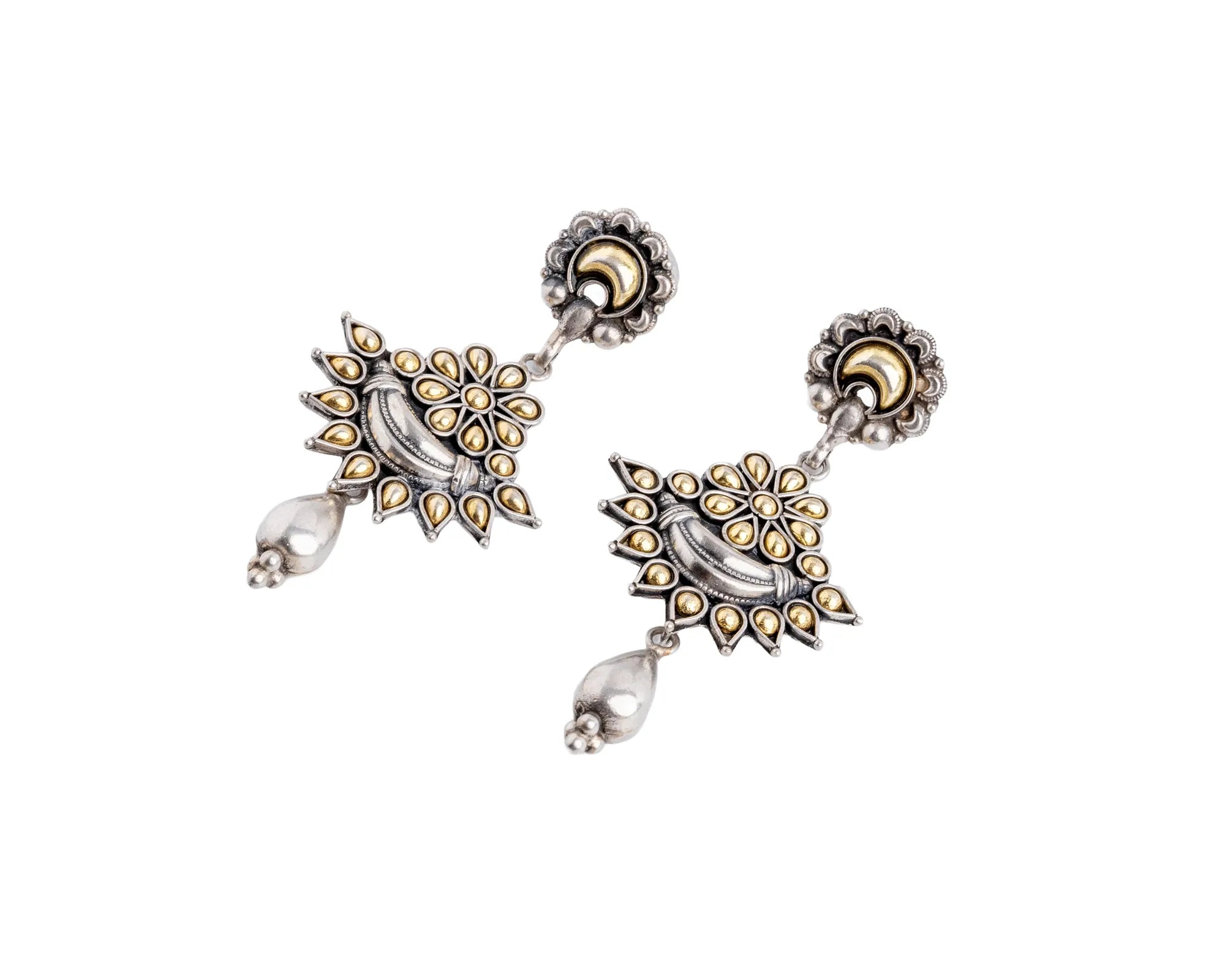 Sangam Chandrika Dual-Tone Drop Earrings