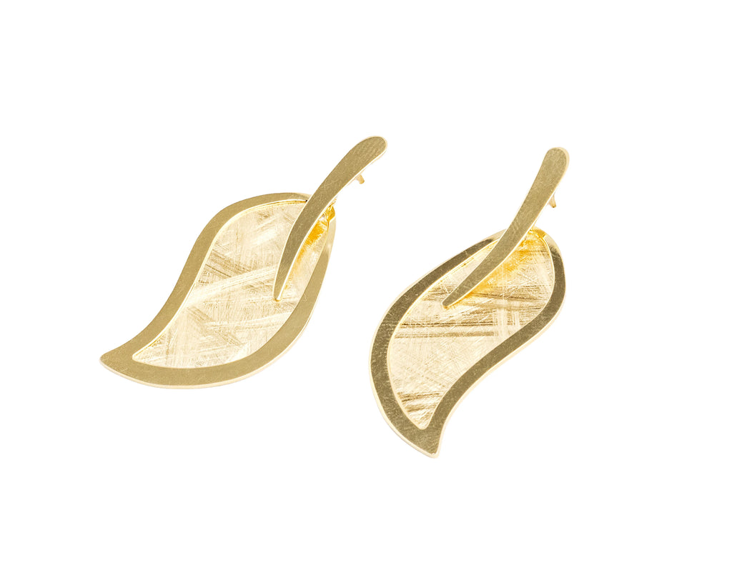 Keepsakes Willow Grace 925 Silver Gold-Tone Leaf Earrings