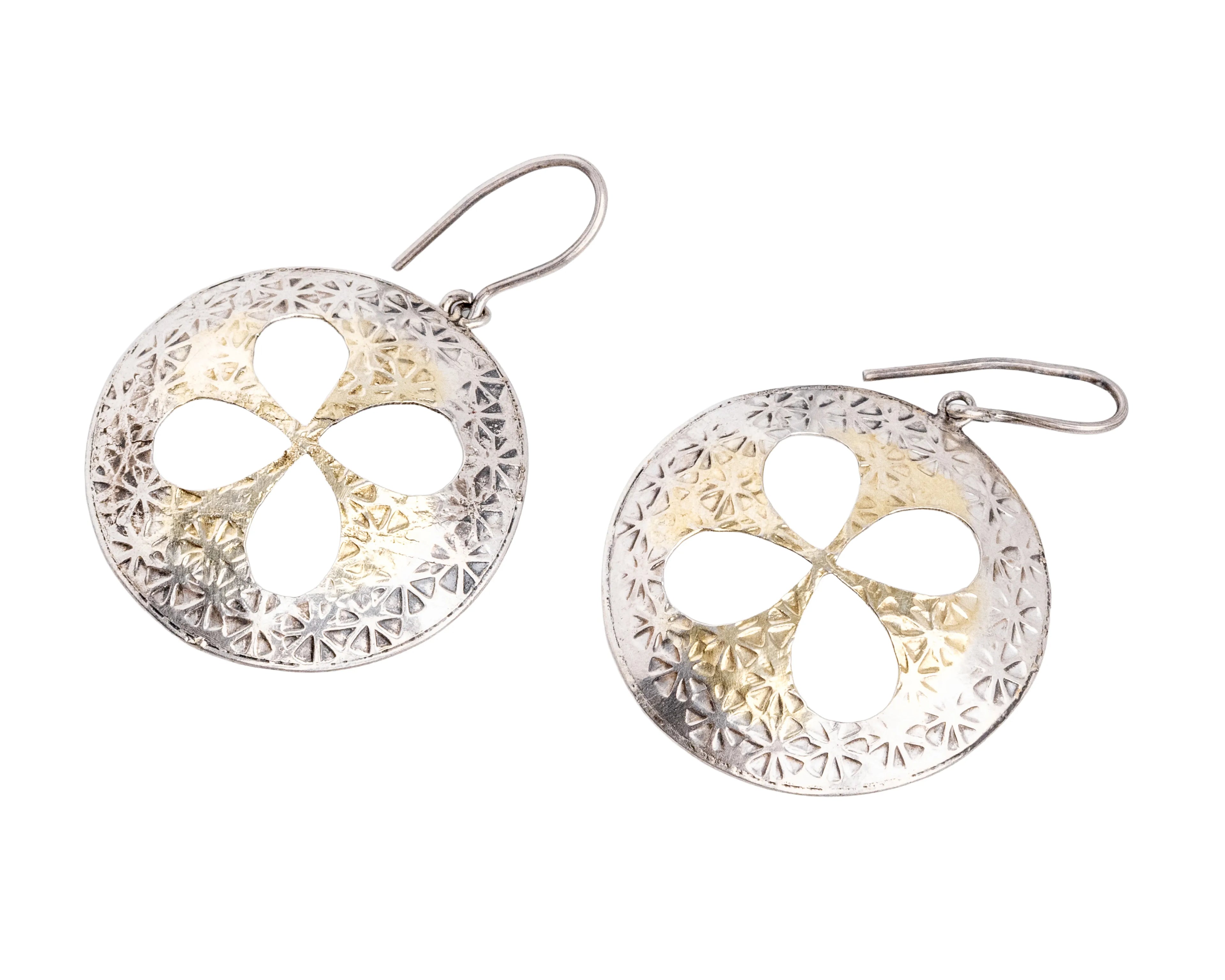 Sangam Pushpjali 925 Silver Dual-Tone Disc Earrings