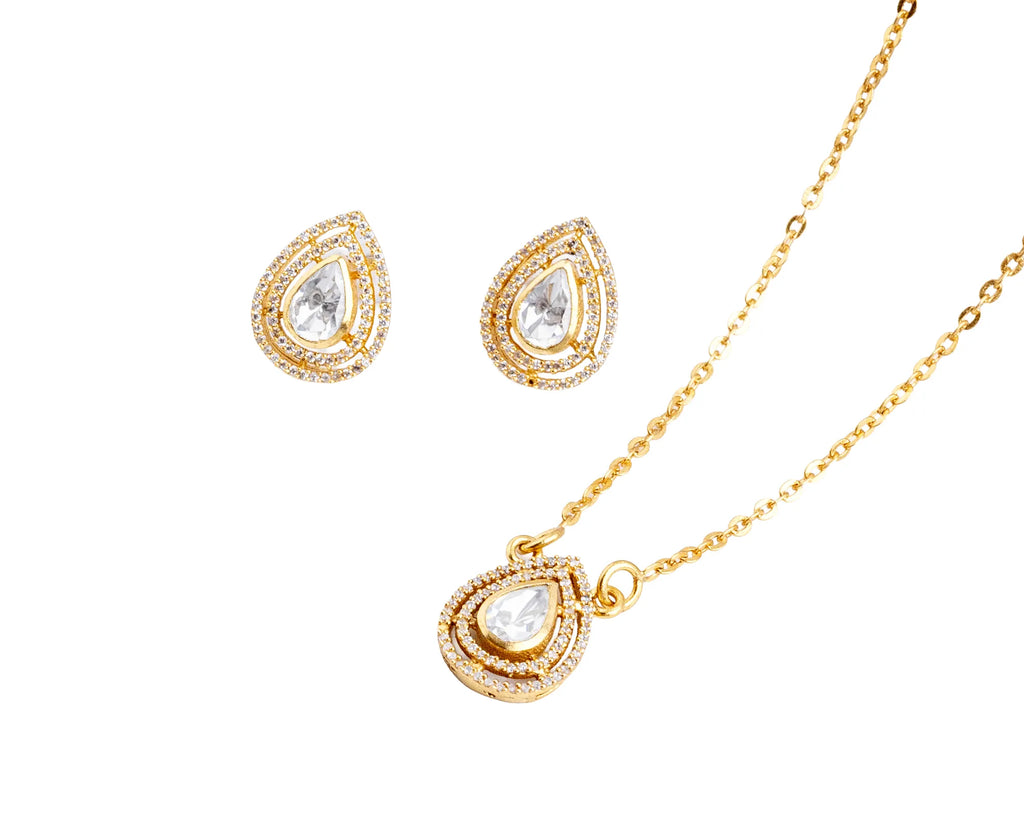 Noor Teardrop Sparkle Pendant & Earring Set