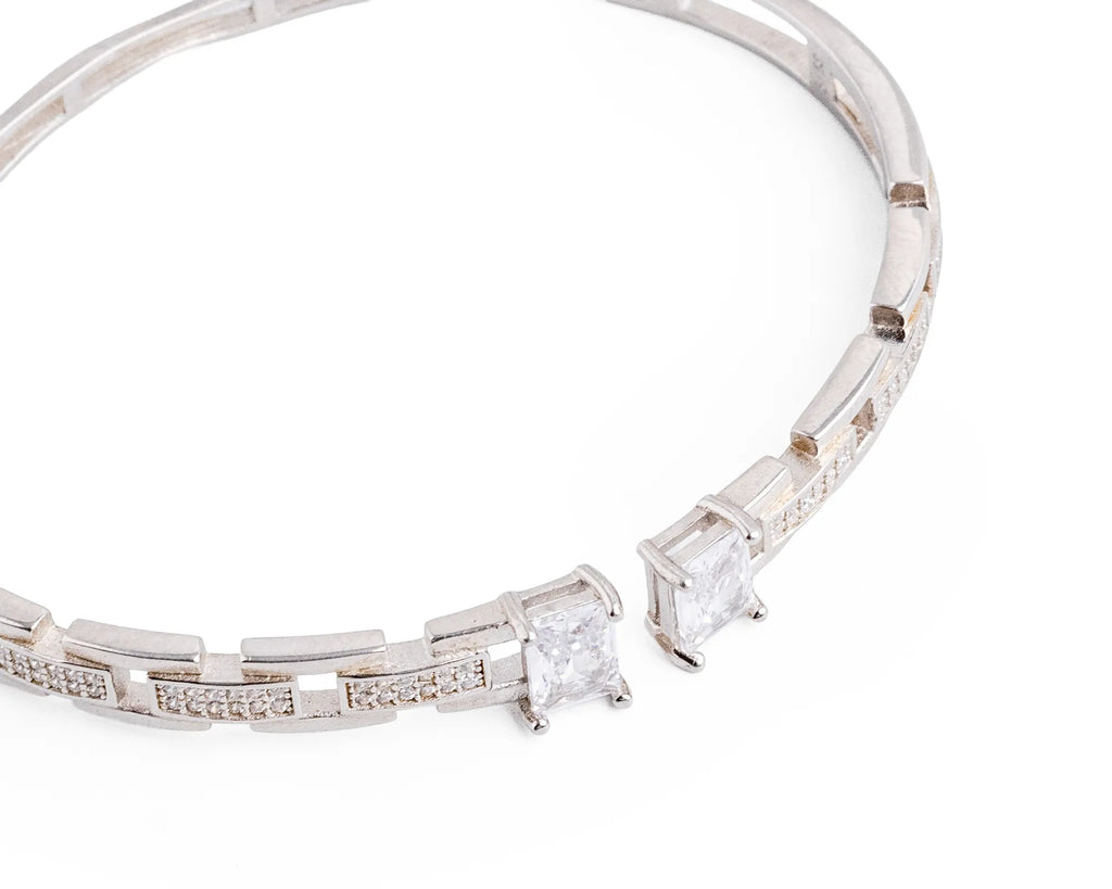 Keepsakes Geometric Sparkle Openable Silver Kada