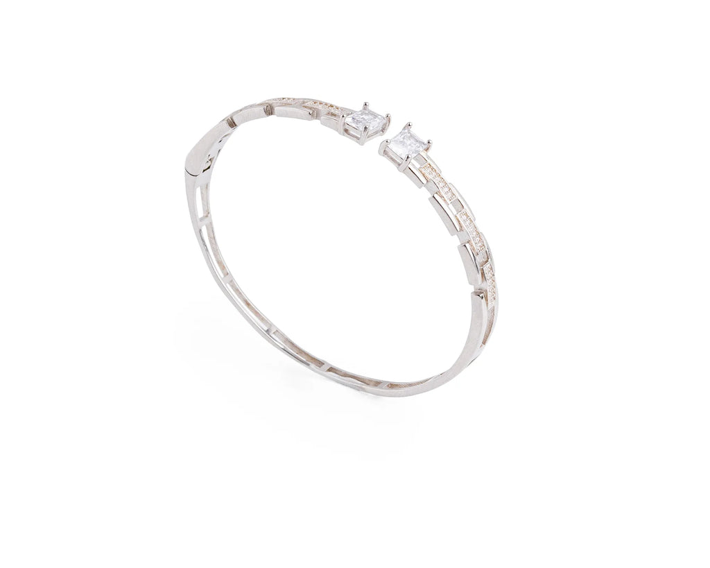Keepsakes Geometric Sparkle Openable Silver Kada