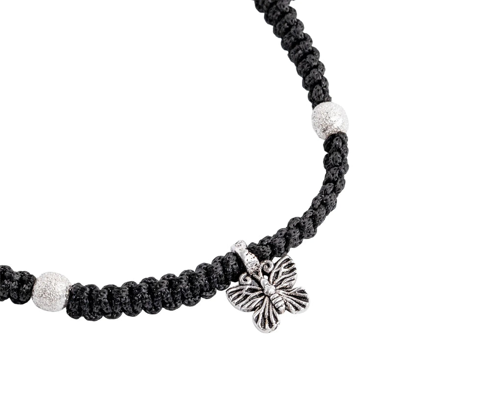Ada Butterfly Charm Adjustable Silver Anklet