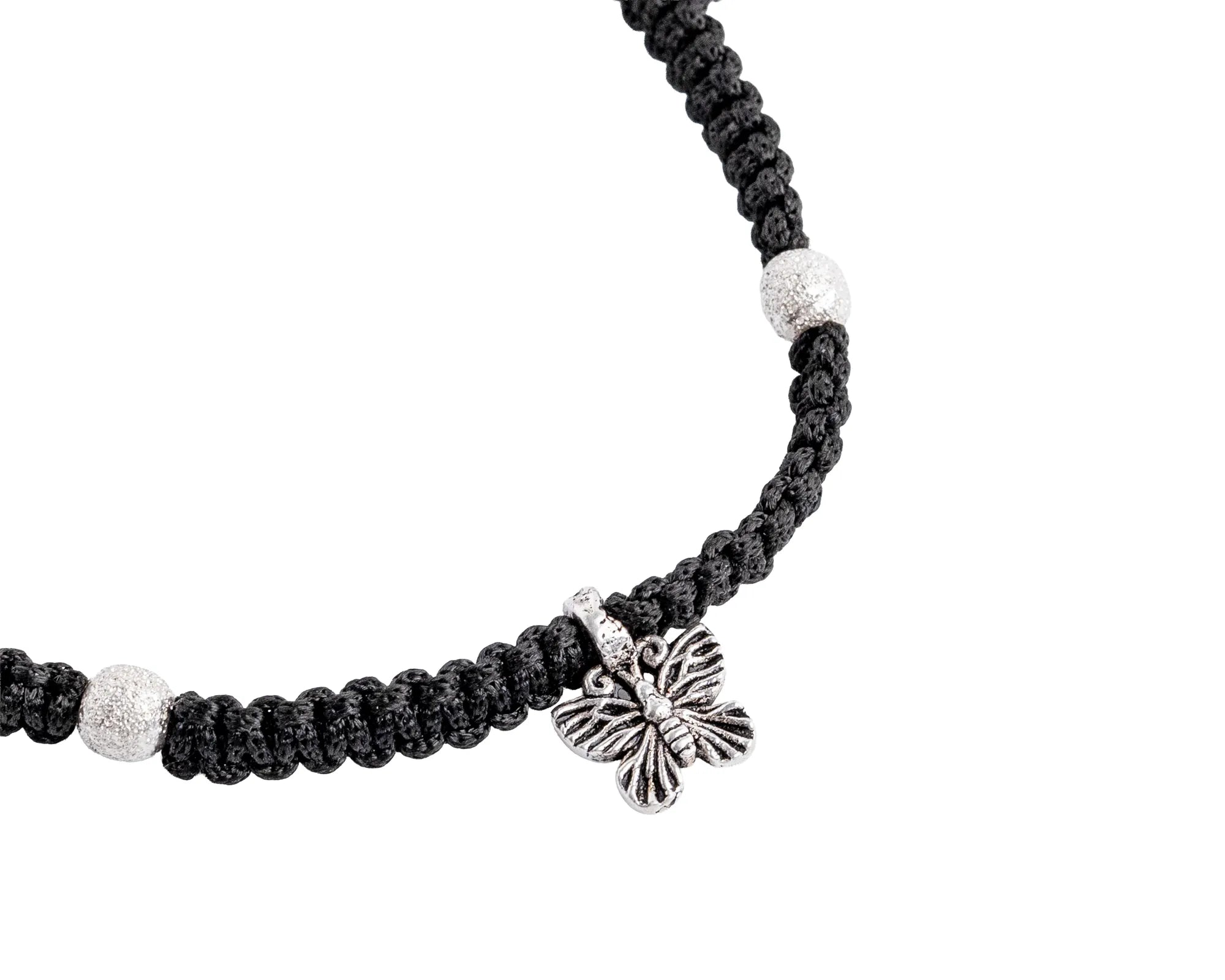 Ada Butterfly Charm Adjustable Silver Anklet