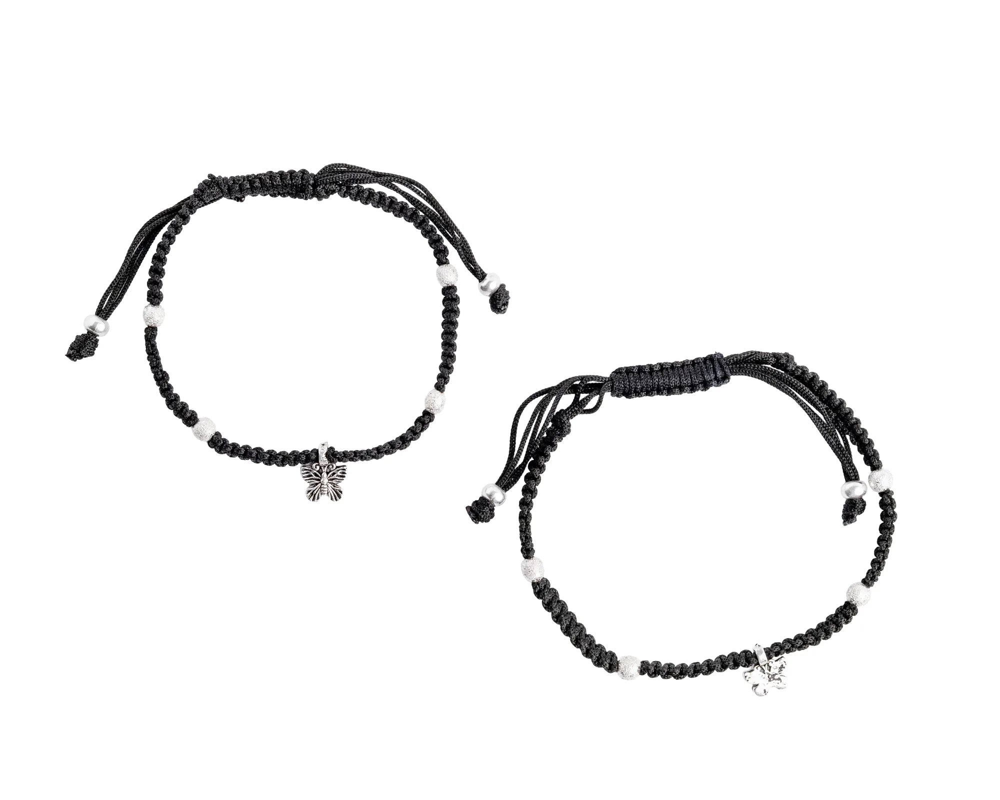 Ada Butterfly Charm Adjustable Silver Anklet