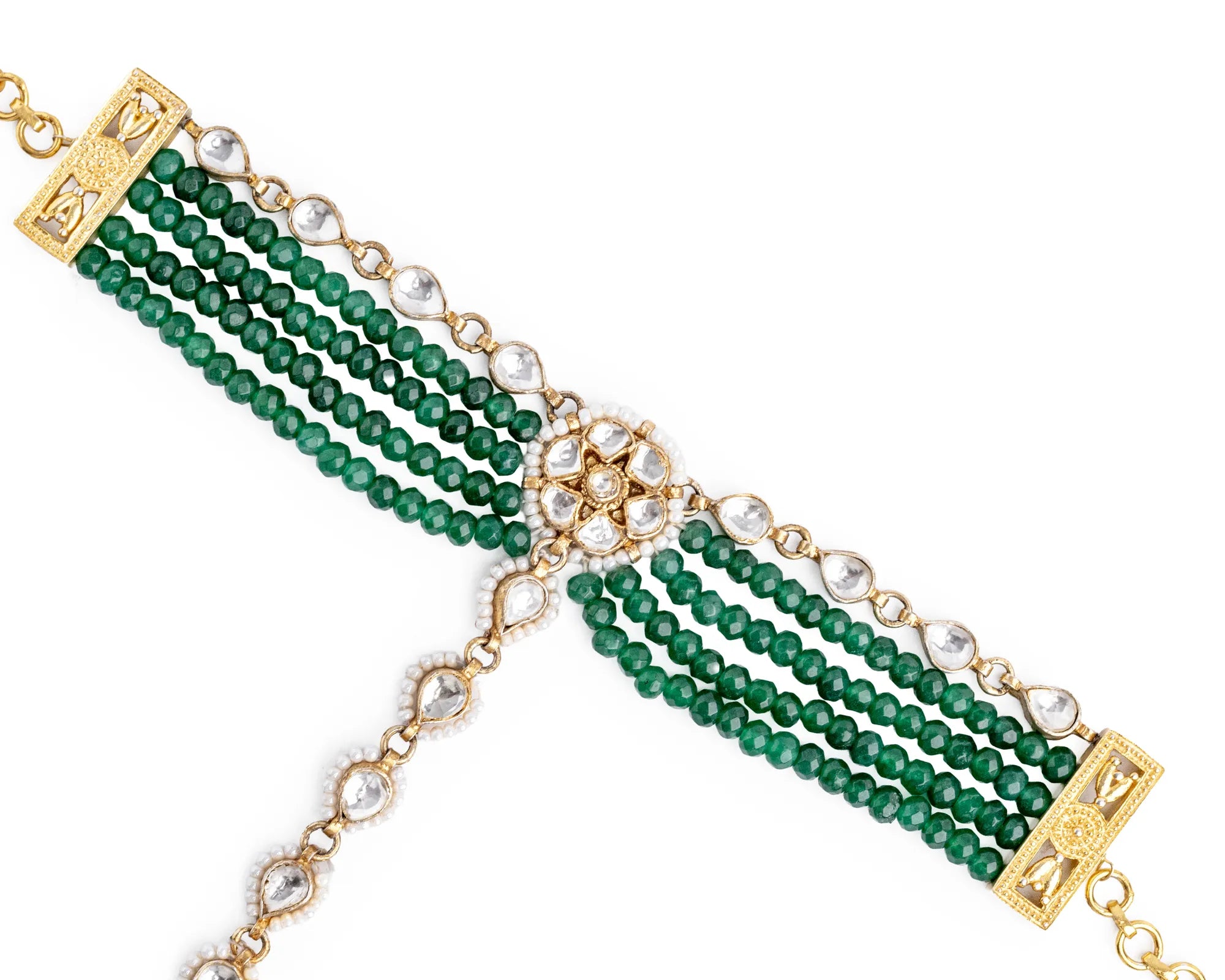 Noor Emerald Kundan Haath Phool