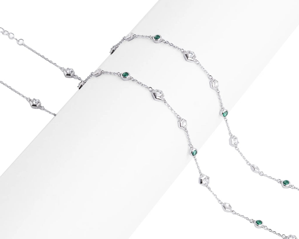 Keepsakes Emerald Hexagon Anklet