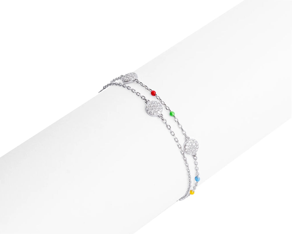 Keepsakes Pavé Disc Double Chain Bracelet
