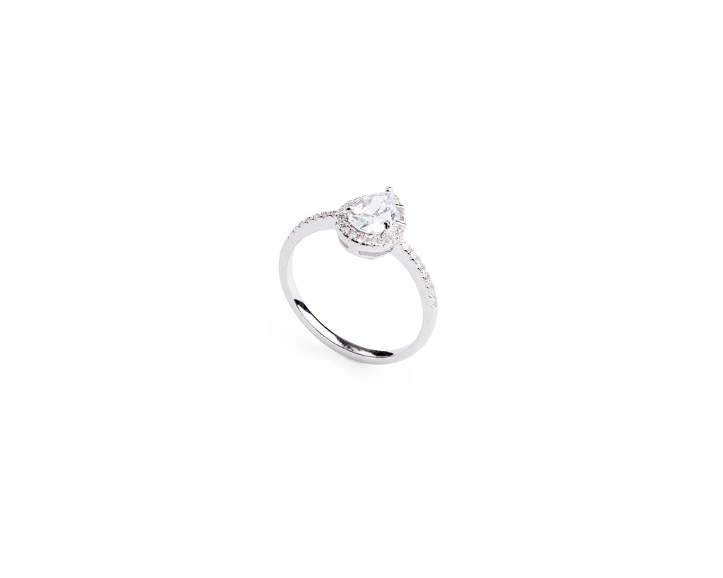Keepsakes Pear Halo Solitaire Ring