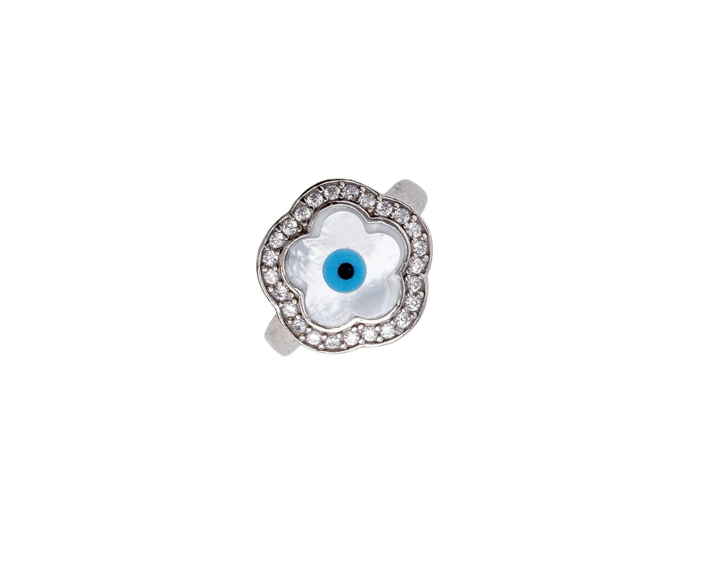 Keepsakes Evil Eye Blossom Adjustable Ring