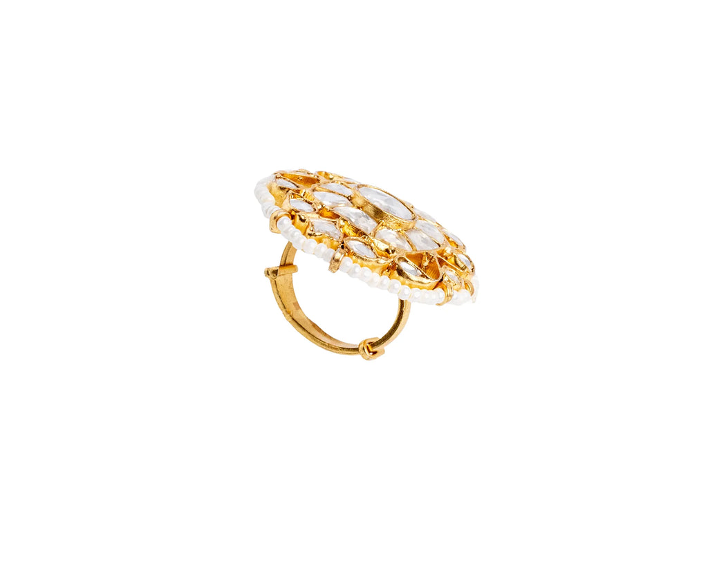 Noor Kundan Pearl Statement Ring
