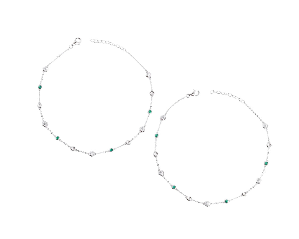 Keepsakes Emerald Hexagon Anklet