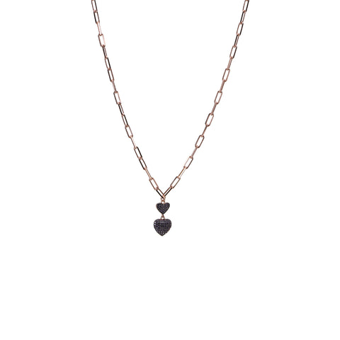 Cuban Chain Black Diamond Heart Necklace
