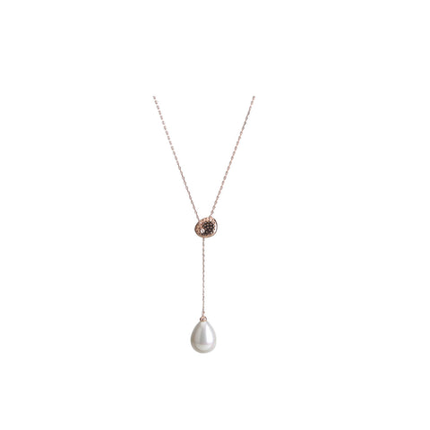 Pearl Drop Adjust Rose Gold Necklace