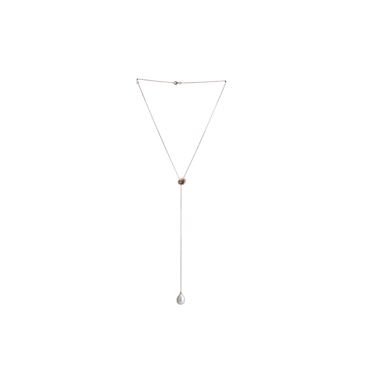 Pearl Drop Adjust Rose Gold Necklace