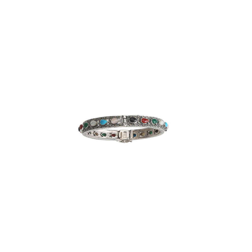 Navratna Engraved Oxidized Kada