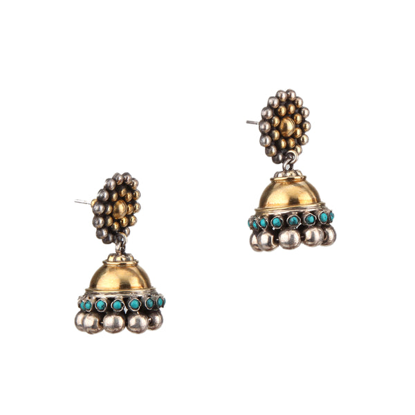 Gold Plated Turquoise Stone Earrings