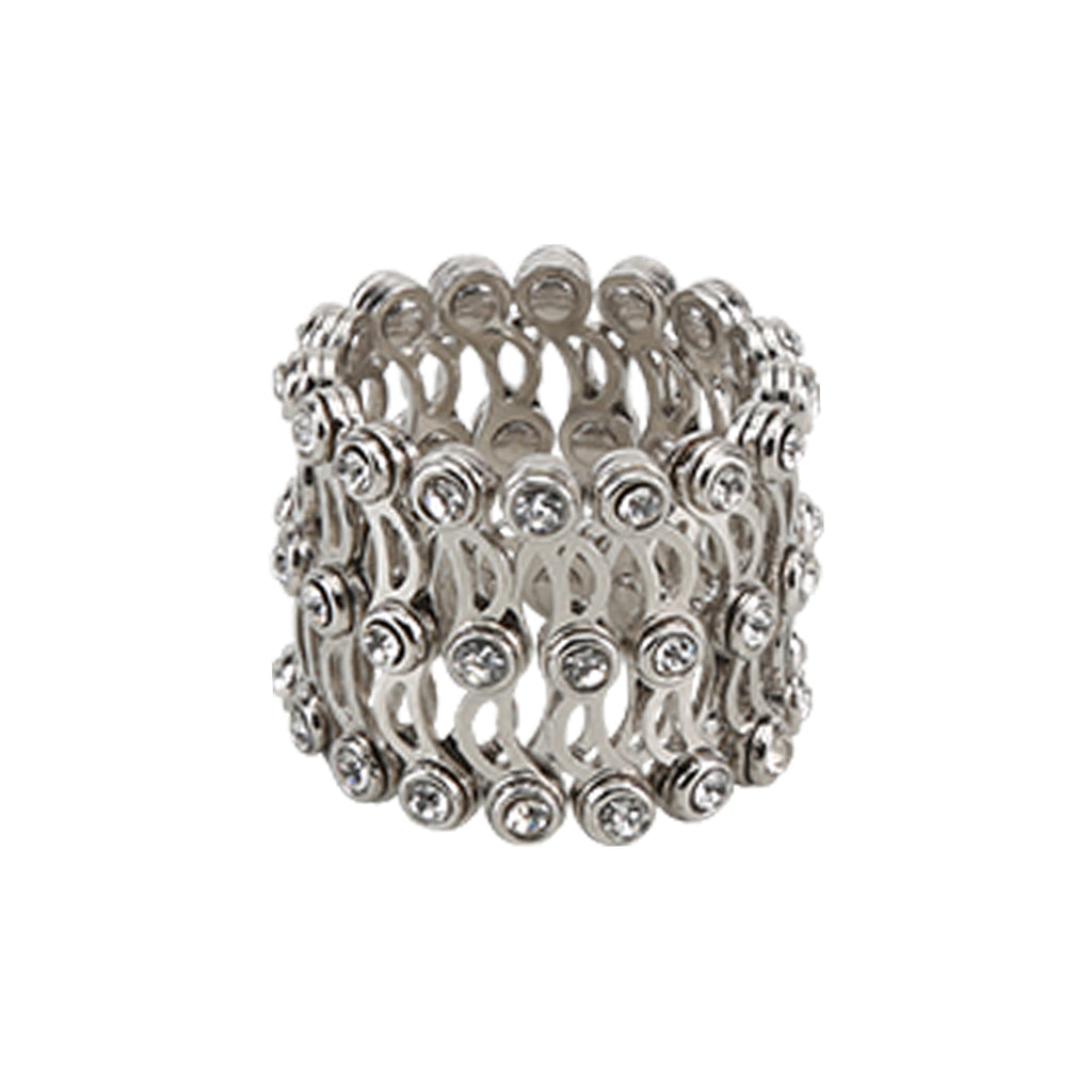 Silver CZ Ring Cum Kada