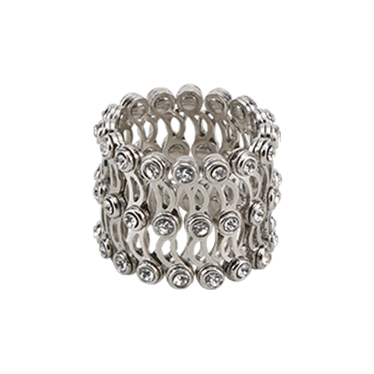 Silver CZ Ring Cum Kada