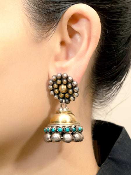 Gold Plated Turquoise Stone Earrings