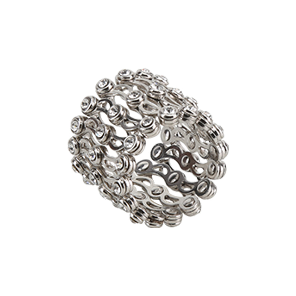 Silver CZ Ring Cum Kada