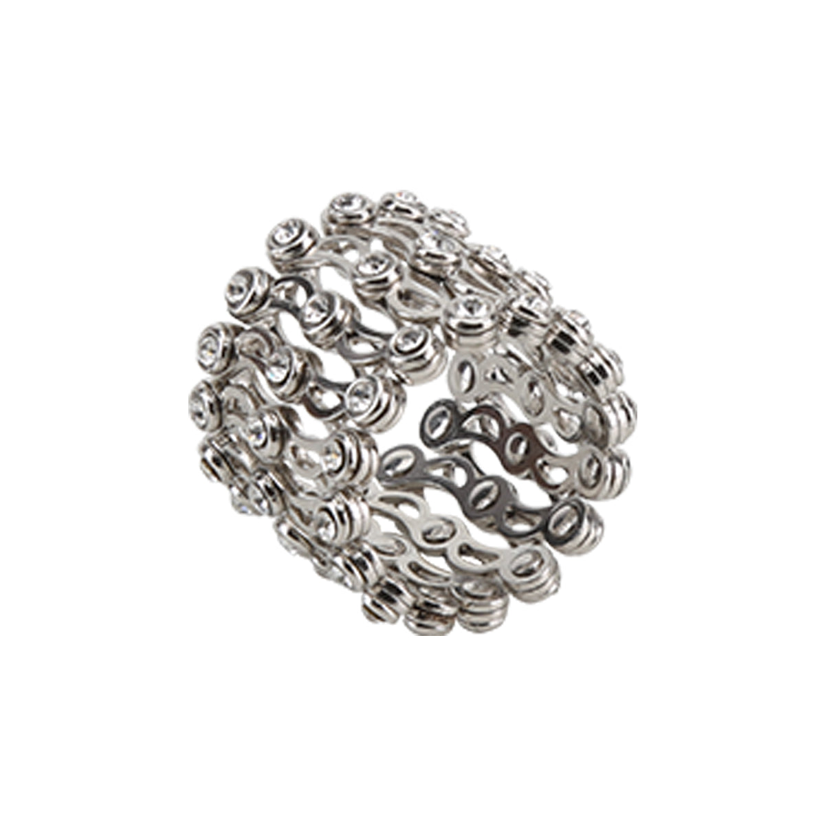 Silver CZ Ring Cum Kada