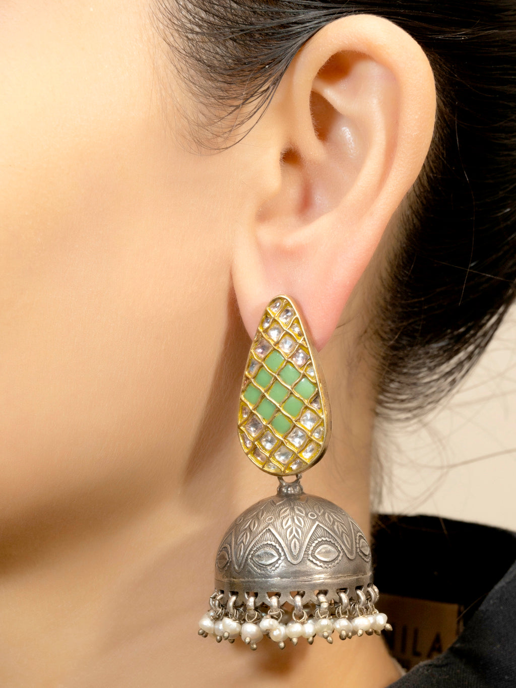 Green Enamel Earring