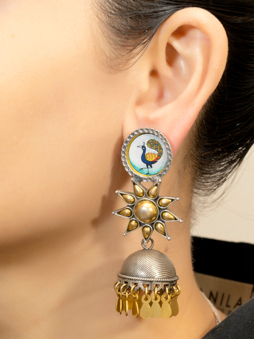 Hand Painted Dual Tone Earring