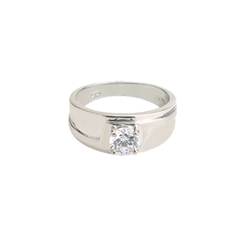 Solitaire Men's Silver Ring