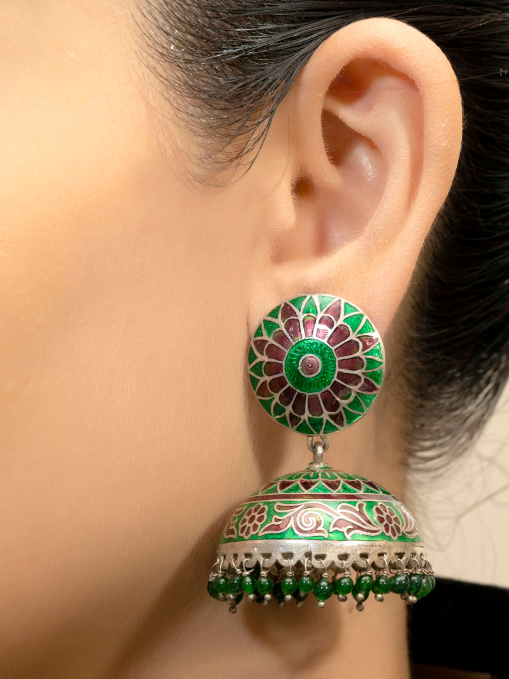 Painted Silver Earring