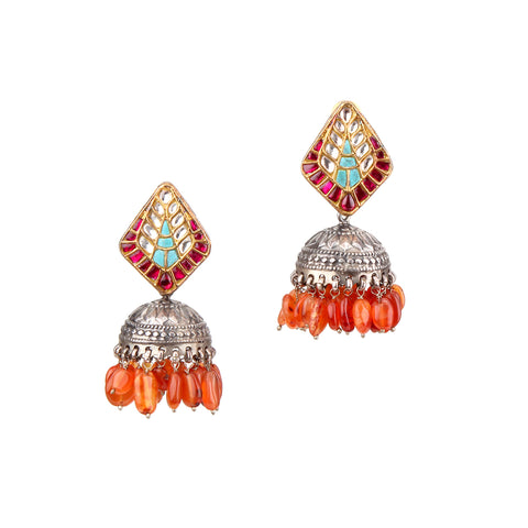 Saffron Bead Tribal Earring