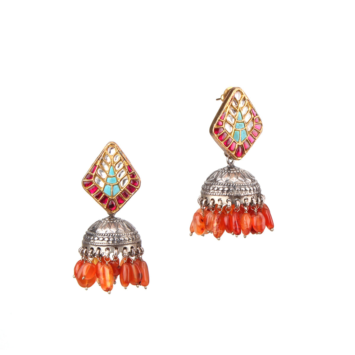 Saffron Bead Tribal Earring