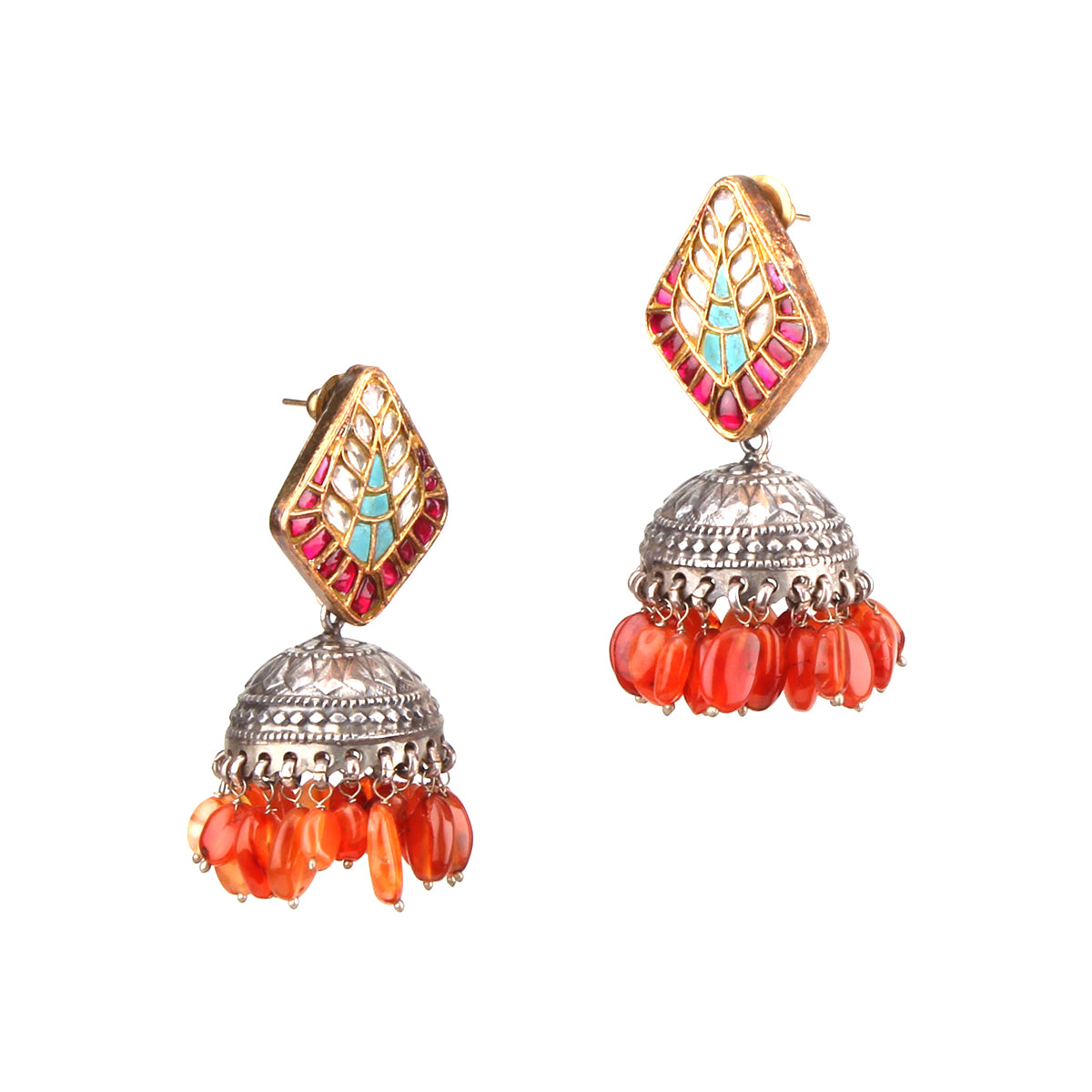 Saffron Bead Tribal Earring
