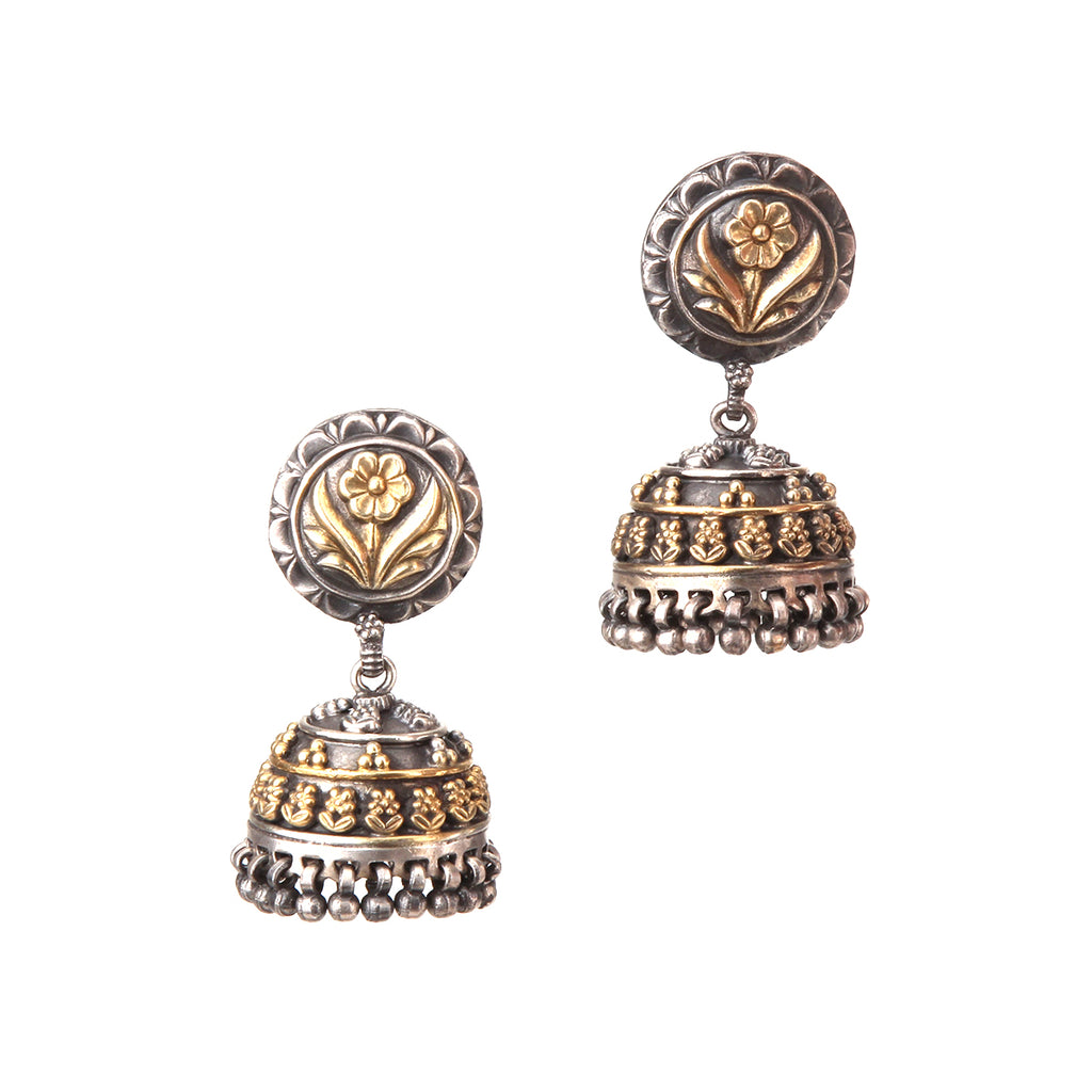 Floral Dual Tone Earring