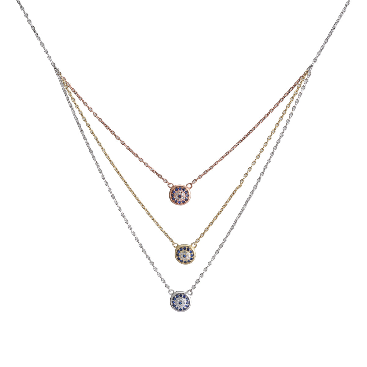 Three tone Evil's Eye Necklace