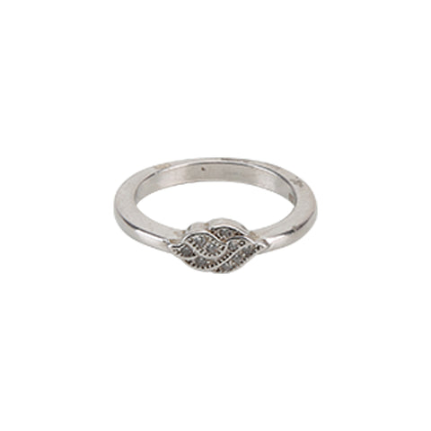 Silver Leaf CZ Ring