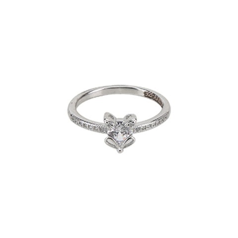 Tulip Solitaire Silver Ring