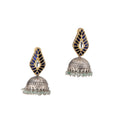 Dual Tone Blue Glass Stone Earring