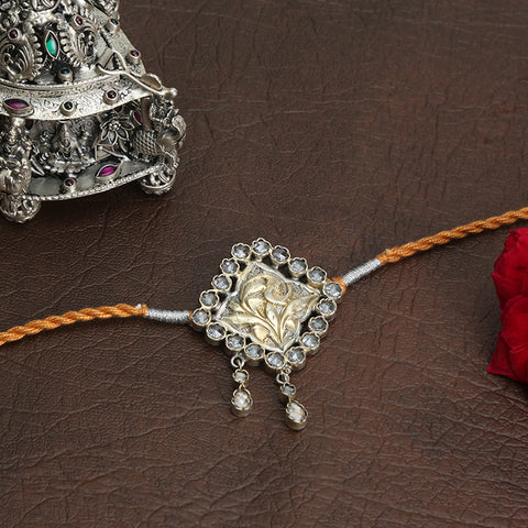 Silver Motif Haldi Dhaaga Rakhi